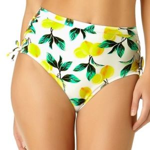 🆕 California Sunshine Womens Swim Bottom Large White Yellow Lemons Bikini NWT